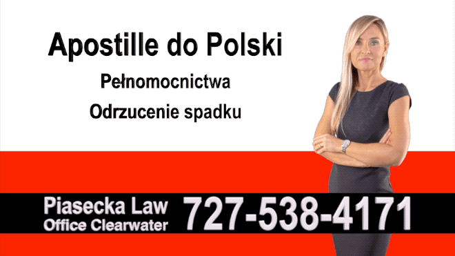 Wesley Chapel Apostille, Notary, Polish, Polski, Notariusz, Pełnomocnictwo, Power of Attorney, Agnieszka Piasecka, Aga Piasecka
