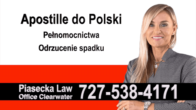 Sarasota Apostille, Notary, Polish, Polski, Notariusz, Pełnomocnictwo, Power of Attorney, Agnieszka Piasecka, Aga Piasecka